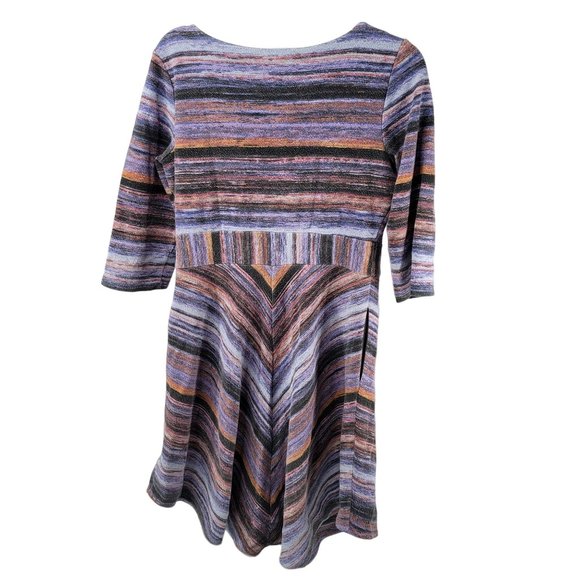 Anthropologie Maeve Dress Knit Chevron Fit and Flare Pockets Stripe Womens Large - Picture 4 of 10